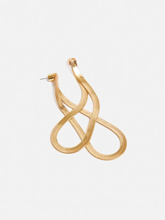 Snake Chain Loop Earrings Gold Women Jigsaw Party