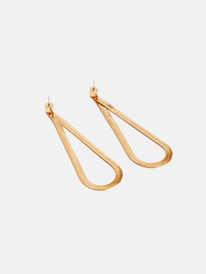 Snake Chain Loop Earrings Gold Women Jigsaw Party Snake Chain Loop Earrings Gold Women Jigsaw Party