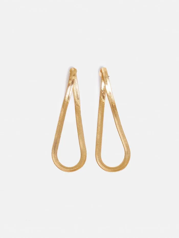 Snake Chain Loop Earrings Gold Women Jigsaw Party Snake Chain Loop Earrings Gold Women Jigsaw Party