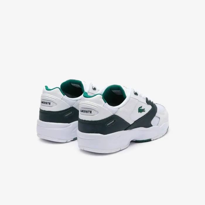 Sneakers Men Lacoste Men039s Storm 96 LO Mesh And Leather Rubber Crocodile Sneakers Whitedark Green 1r5