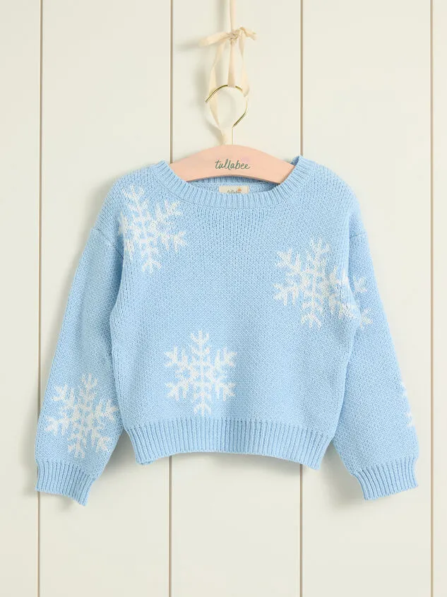 Snowflake Knit Sweater Blue Girl Altar039d State Tops