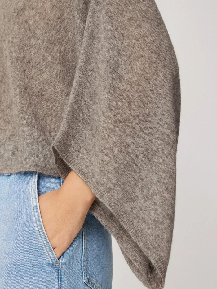 Soft Gauzy Knit Poncho Jumper Taupe Women Jigsaw Coords