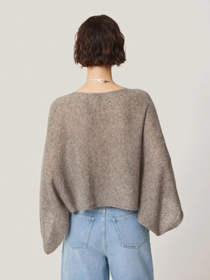 Soft Gauzy Knit Poncho Jumper Taupe Women Jigsaw Coords