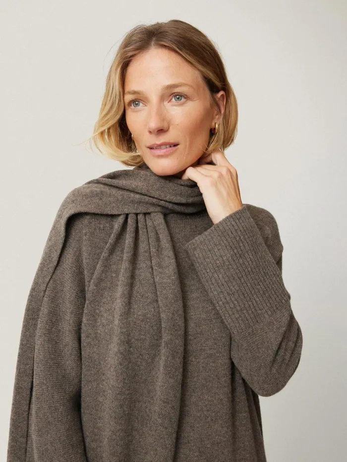 Soft Wool Scarf Jumper Dress Taupe Women Jigsaw Knitwear and Cashmere