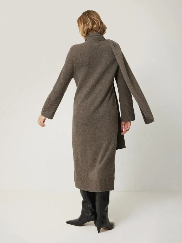 Soft Wool Scarf Jumper Dress Taupe Women Jigsaw Knitwear and Cashmere