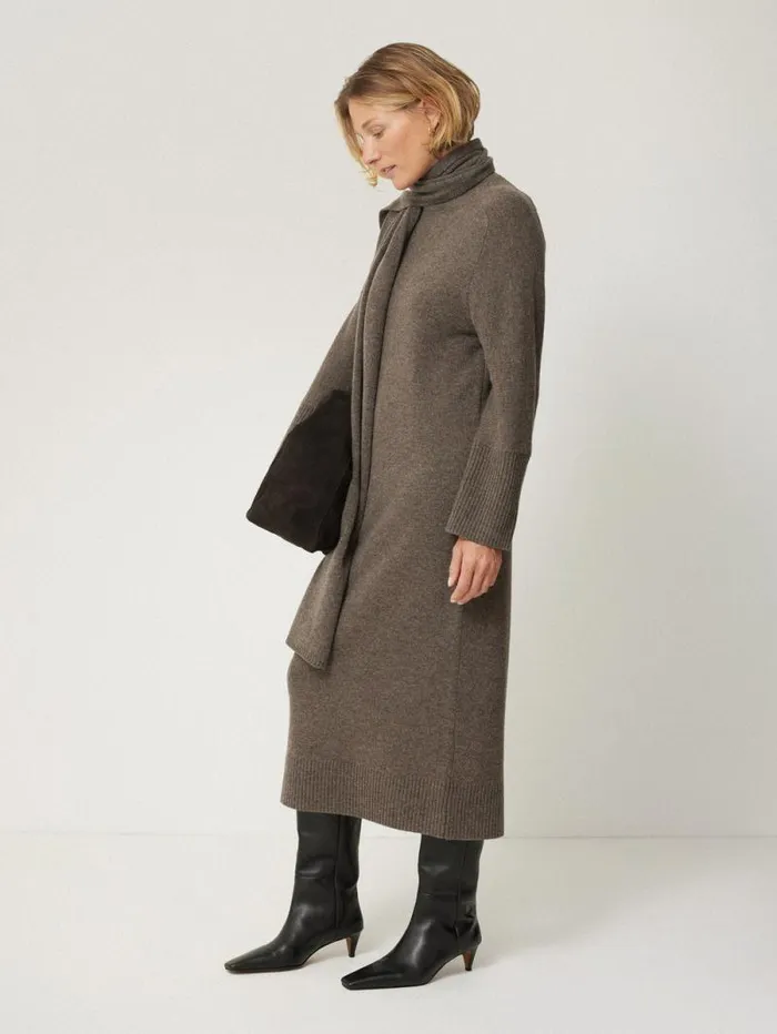 Soft Wool Scarf Jumper Dress Taupe Women Jigsaw Knitwear and Cashmere