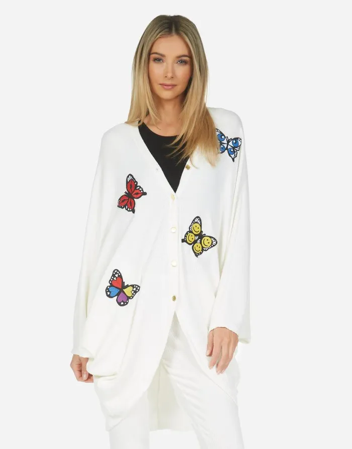 Soraya Butterfly Cardigan Ivory Women Lauren Moshi Sweaters and Knits