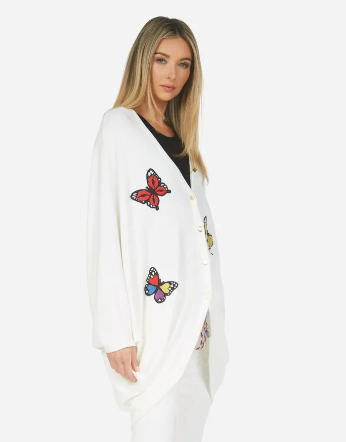 Soraya Butterfly Cardigan Ivory Women Lauren Moshi Sweaters and Knits