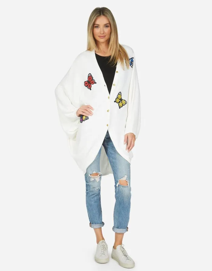 Soraya Butterfly Cardigan Ivory Women Lauren Moshi Sweaters and Knits