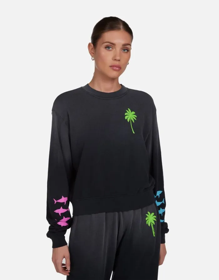 Spalding Tropical Shark Jet Black Ombre Women Lauren Moshi Long Sleeve