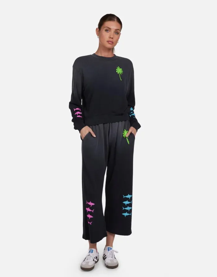 Spalding Tropical Shark Jet Black Ombre Women Lauren Moshi Long Sleeve