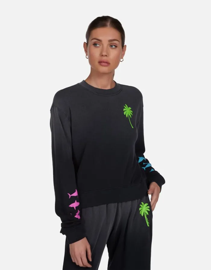 Spalding Tropical Shark Jet Black Ombre Women Lauren Moshi Long Sleeve
