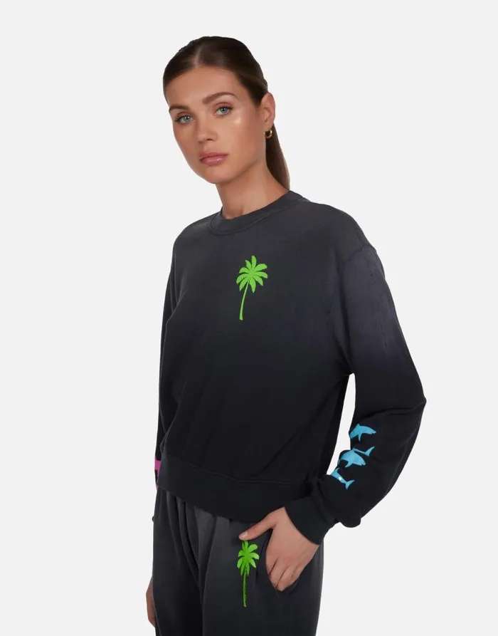Spalding Tropical Shark Jet Black Ombre Women Lauren Moshi Long Sleeve