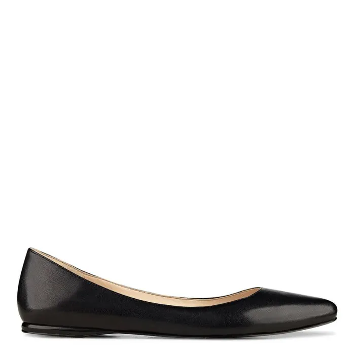 Speakup Almond Toe Flats Black Leather Women Nine West Flats