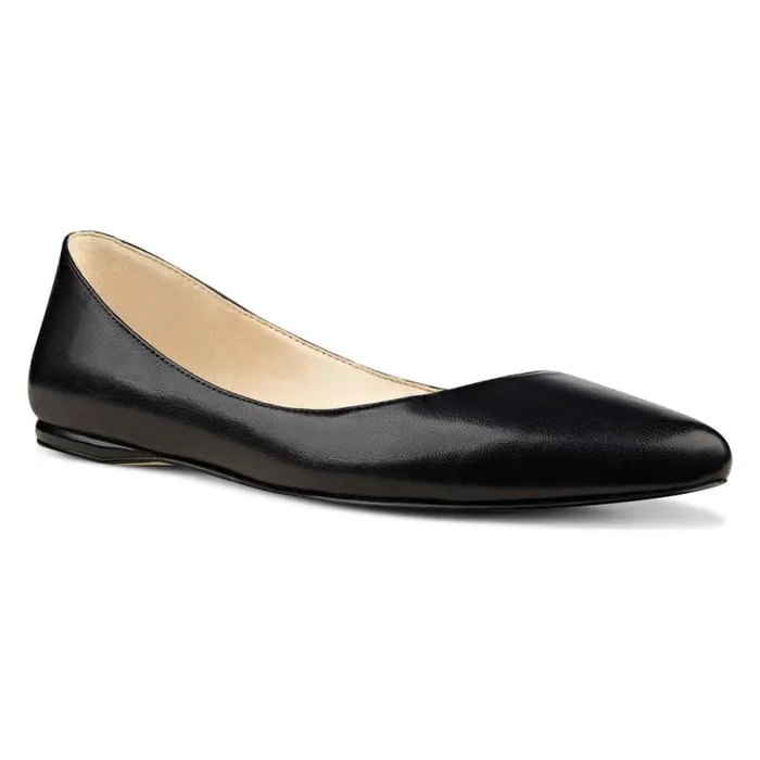 Speakup Almond Toe Flats Black Leather Women Nine West Flats Speakup Almond Toe Flats Black Leather Women Nine West Flats