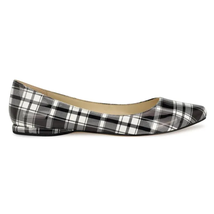 Speakup Almond Toe Flats Blackwhite Patent Plaid Women Nine West Flats