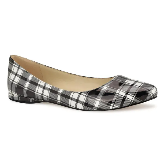 Speakup Almond Toe Flats Blackwhite Patent Plaid Women Nine West Flats Speakup Almond Toe Flats Blackwhite Patent Plaid Women Nine West Flats