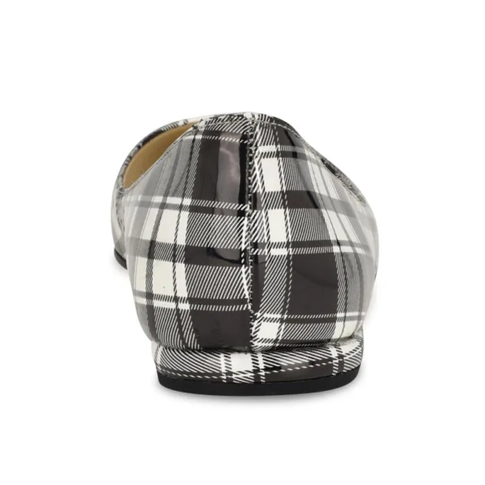 Speakup Almond Toe Flats Blackwhite Patent Plaid Women Nine West Flats Speakup Almond Toe Flats Blackwhite Patent Plaid Women Nine West Flats