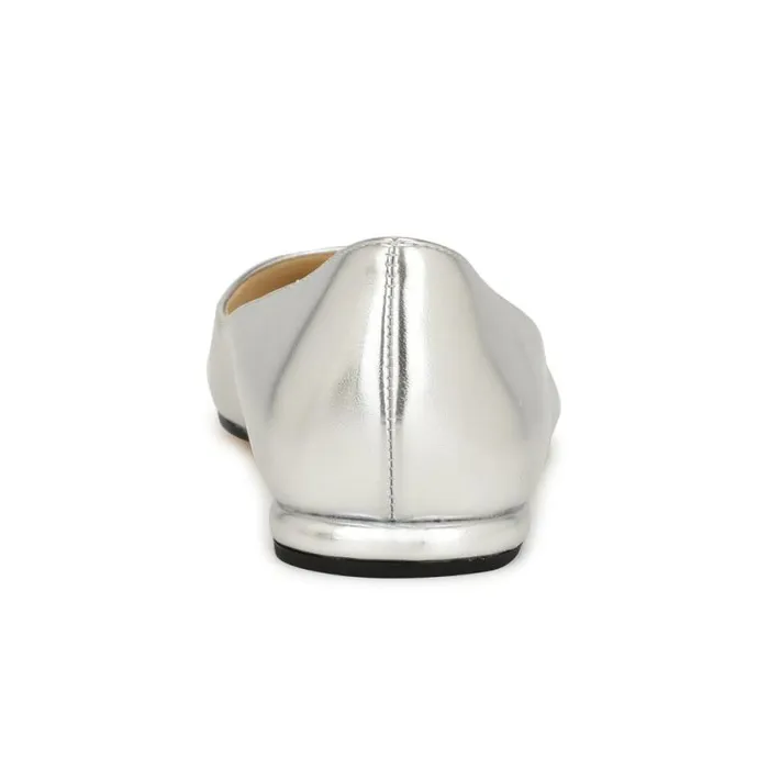 Speakup Almond Toe Flats Silver Women Nine West Flats Speakup Almond Toe Flats Silver Women Nine West Flats