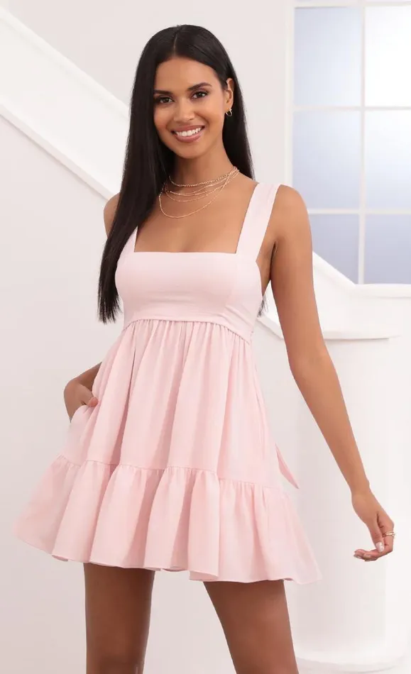 Square Neckline Dress Pink Women LUCY IN THE SKY Mini Dresses