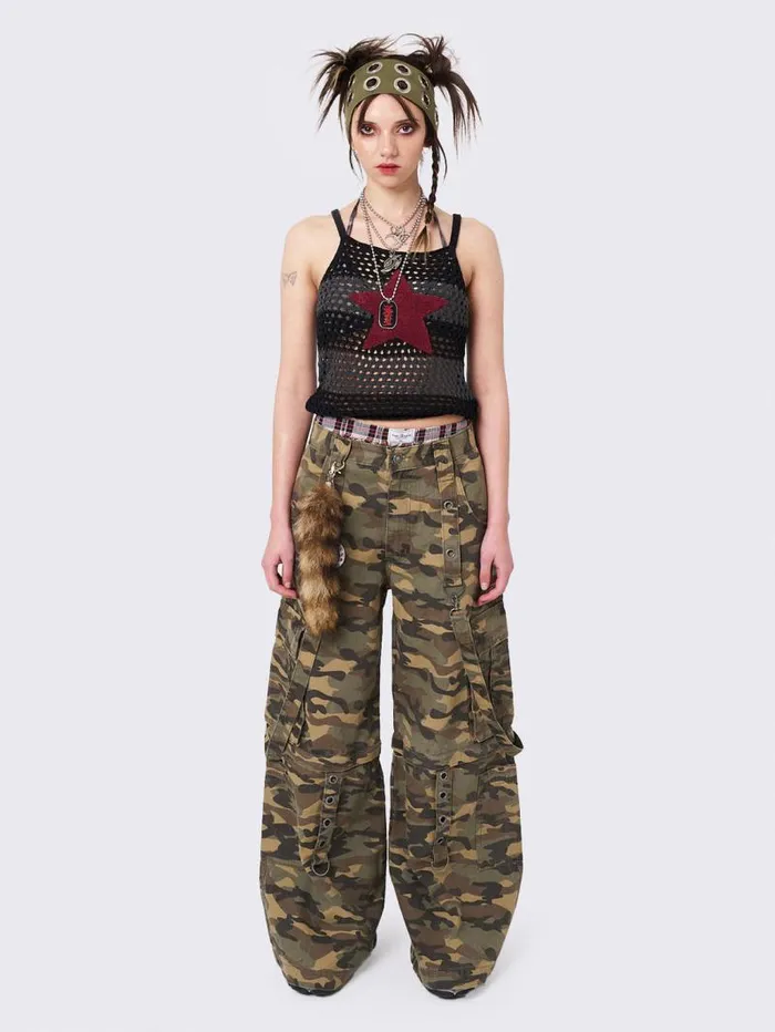 Stellar Black Grey Crochet Cami Top Women Minga London Tops and TShirts