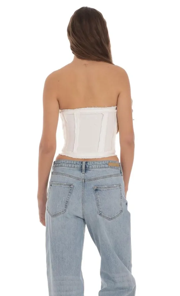 Strapless Hook Corset Top White Women LUCY IN THE SKY Tops Strapless Hook Corset Top White Women LUCY IN THE SKY Tops