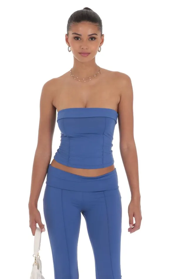 Strapless Two Piece Set Navy Women LUCY IN THE SKY Tops Strapless Two Piece Set Navy Women LUCY IN THE SKY Tops