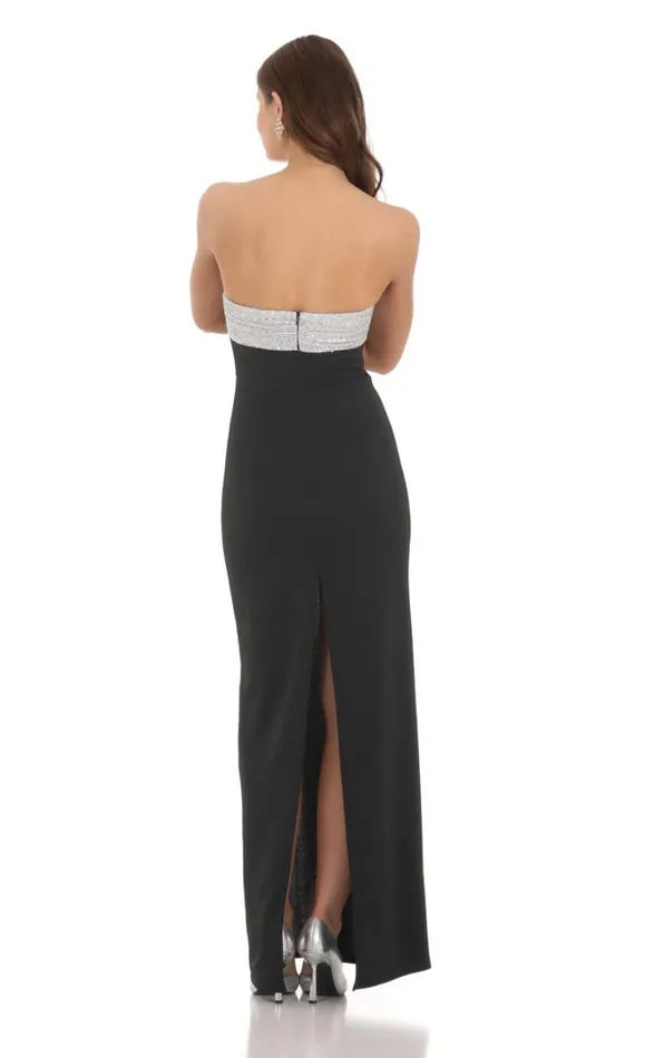 Strapless White Sequin Maxi Dress Black Women LUCY IN THE SKY Maxi Dresses Strapless White Sequin Maxi Dress Black Women LUCY IN THE SKY Maxi Dresses