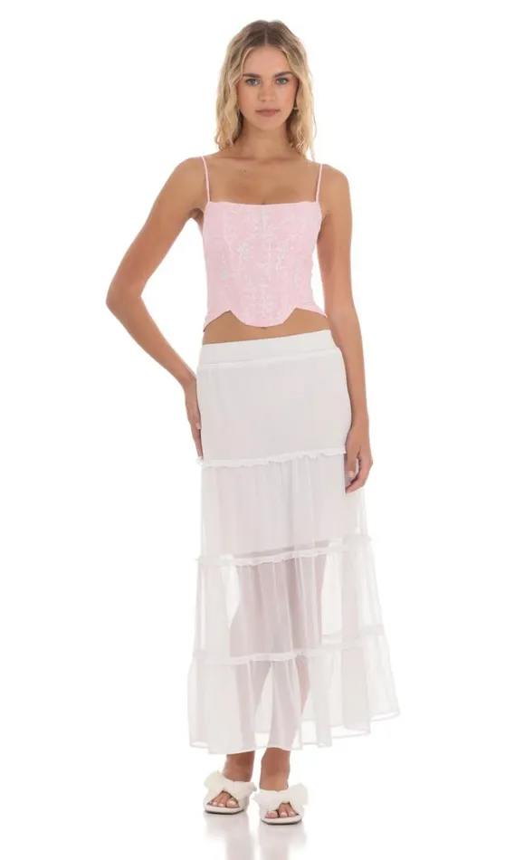 Striped Floral Corset Top Pink Women LUCY IN THE SKY Tops Striped Floral Corset Top Pink Women LUCY IN THE SKY Tops