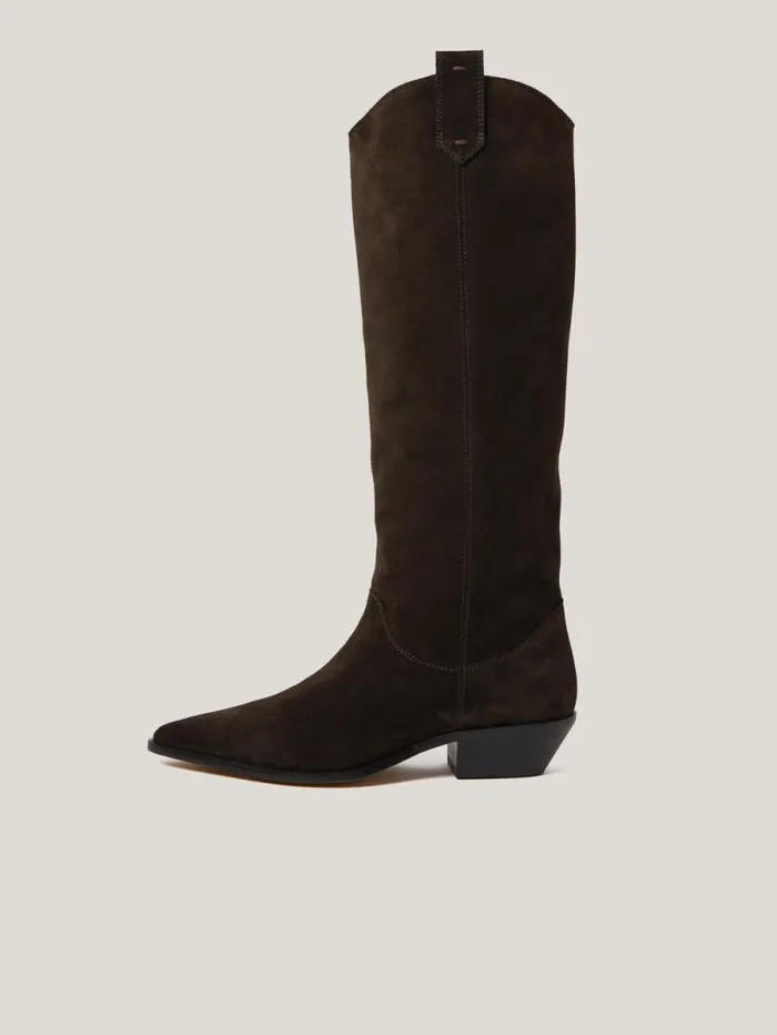 Suede Knee High Western Boot Chocolate Women Jigsaw Boots