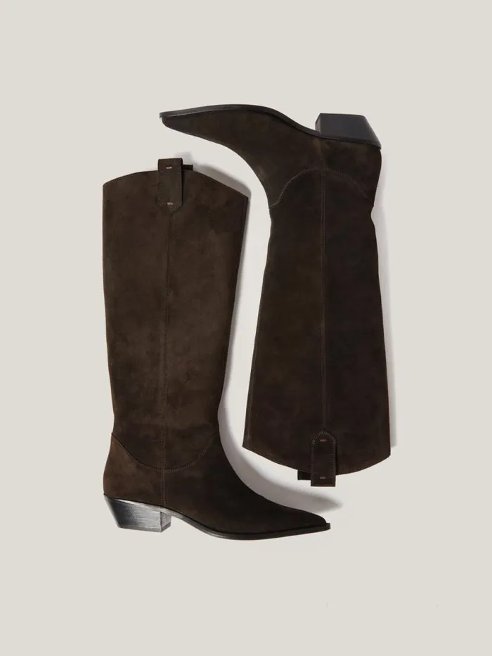 Suede Knee High Western Boot Chocolate Women Jigsaw Boots Suede Knee High Western Boot Chocolate Women Jigsaw Boots