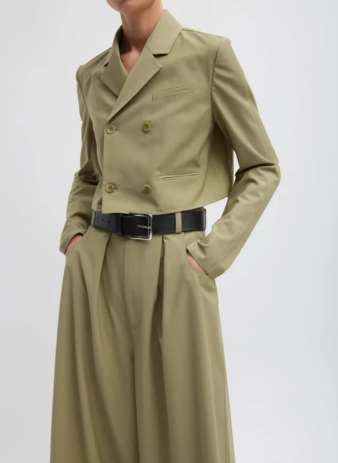 Suits Women Tibi Tropical Wool Cropped Lean Double Breasted Shirt Jacket