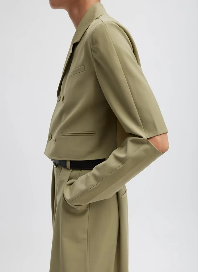 Suits Women Tibi Tropical Wool Cropped Lean Double Breasted Shirt Jacket