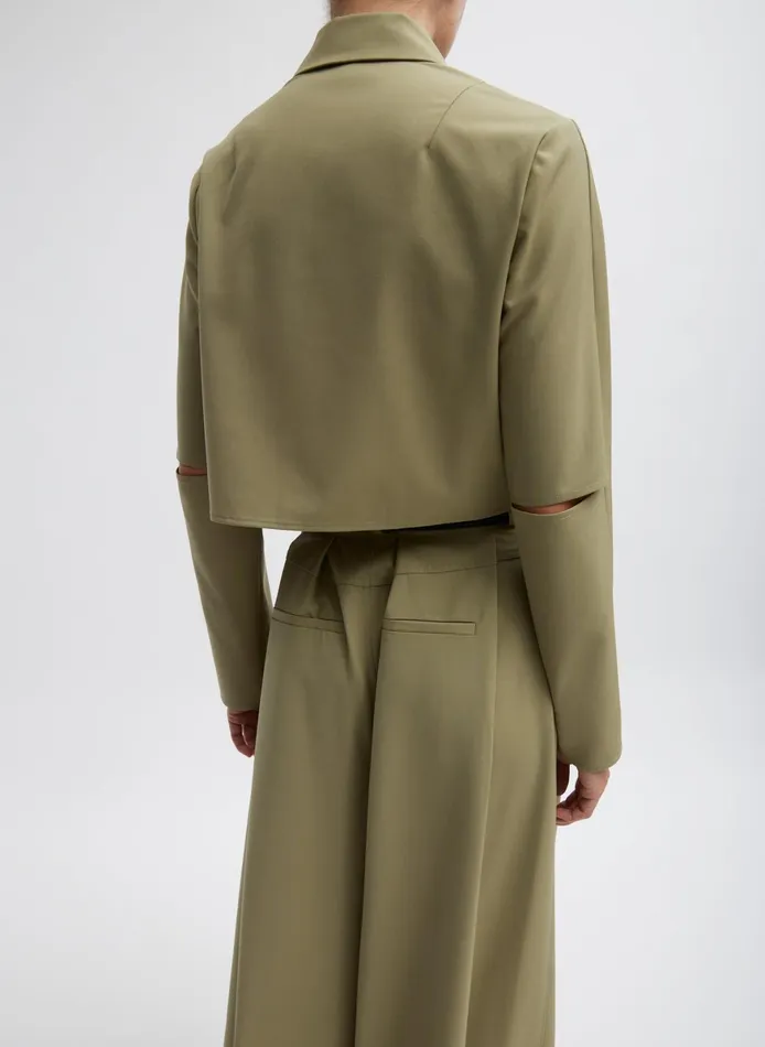 Suits Women Tibi Tropical Wool Cropped Lean Double Breasted Shirt Jacket