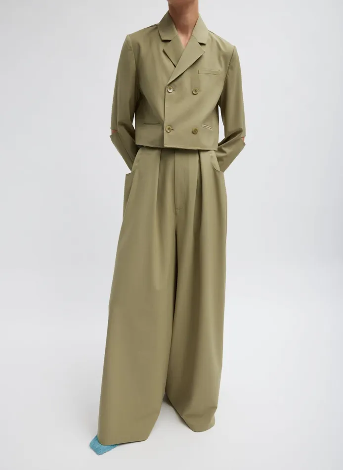 Suits Women Tibi Tropical Wool Cropped Lean Double Breasted Shirt Jacket