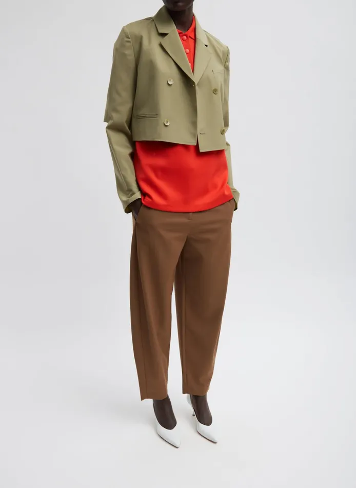 Suits Women Tibi Tropical Wool Cropped Lean Double Breasted Shirt Jacket