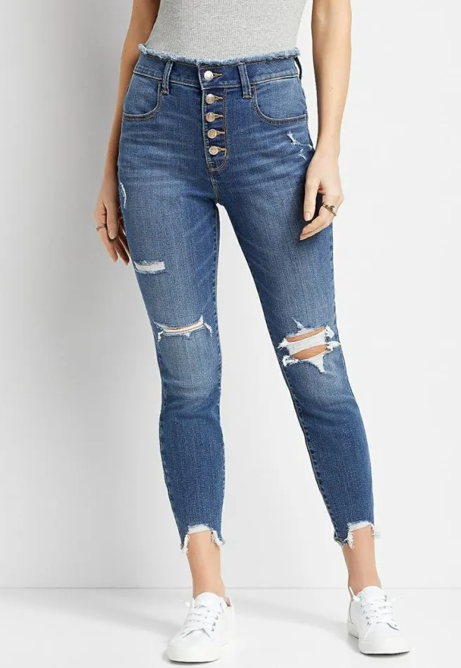 Super High Rise Medium Wash Button Fly Jegging Women Maurices Jeans
