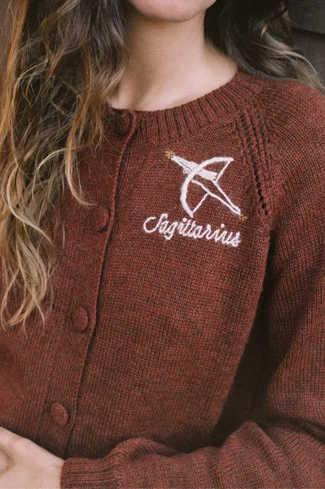 Sweaters and Outerwear The Astral Cardigan Sagittarius Garnet 8211 Christy Dawn Women