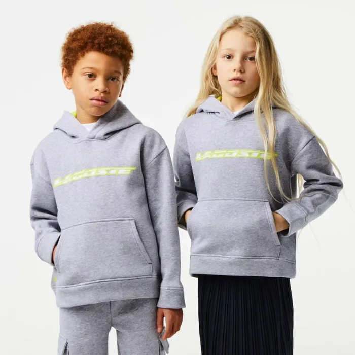 Sweaters and Sweatshirts Kids Lacoste Kids Contrast Branding Hoodie Grey Chine Cca