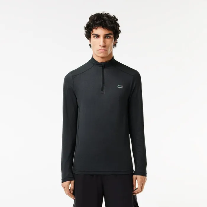 Sweaters and Sweatshirts Men Lacoste Men039s UltraDry QuarterZip Grey Chine Is2