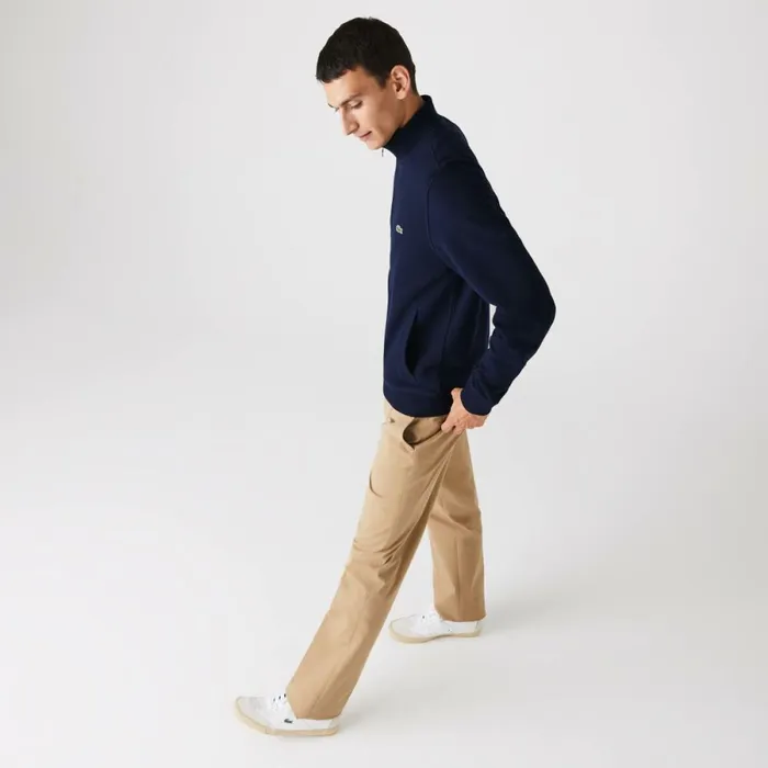 Sweaters and Sweatshirts Men Lacoste Men039s ZipUp Piqu Fleece Jacket Navy Blue 166