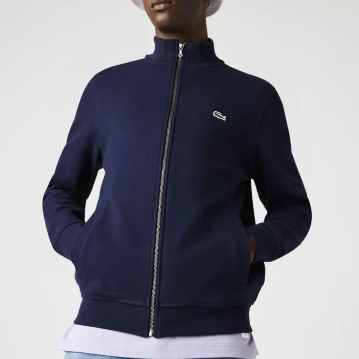 Sweaters and Sweatshirts Men Lacoste Men039s ZipUp Piqu Fleece Jacket Navy Blue 166