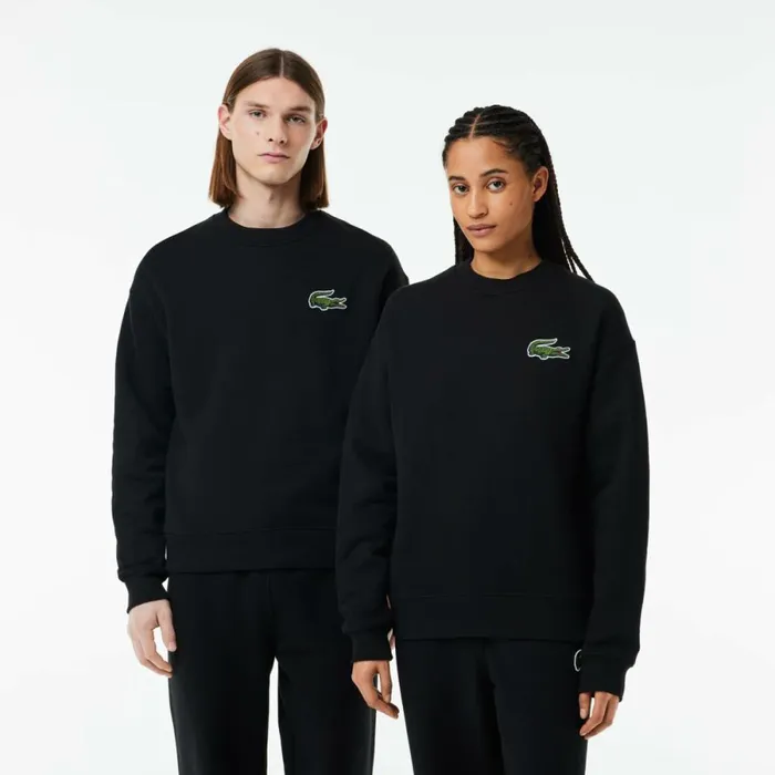 Sweaters and Sweatshirts Men Lacoste Unisex Loose Fit Crocodile Badge Sweatshirt Black 031
