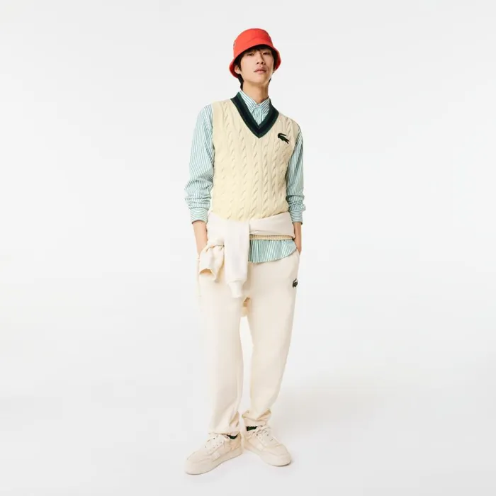 Sweaters and Sweatshirts MenWomen Lacoste Unisex Cable Knit Sweater Vest In Organic Cotton White R1t