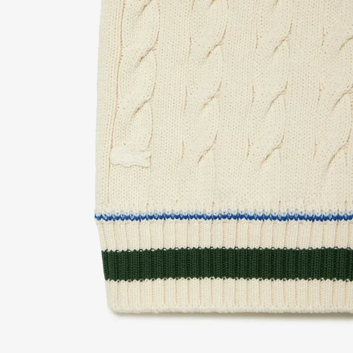 Sweaters and Sweatshirts MenWomen Lacoste Unisex Cable Knit Sweater Vest In Organic Cotton White R1t