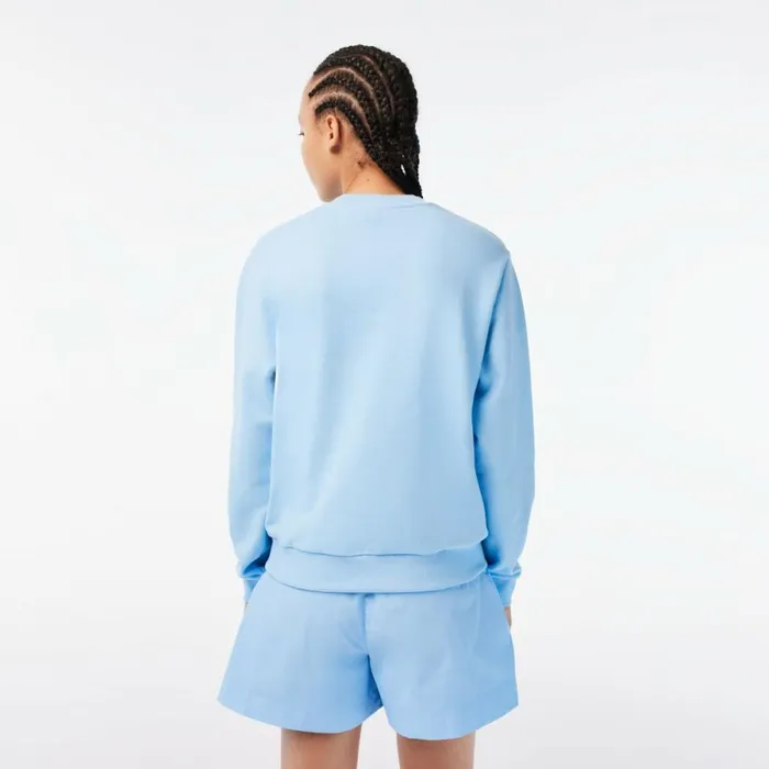 Sweaters and Sweatshirts Women Lacoste Womens Lacoste X Netflix Loose Fit Organic Cotton Fleece Sweatshirt Pastel Blue Hbp