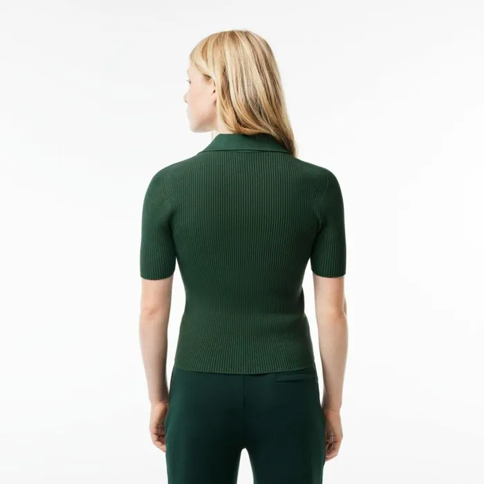 Sweaters and Sweatshirts Women Lacoste Womens ZipUp Knit Polo Dark Green Smi