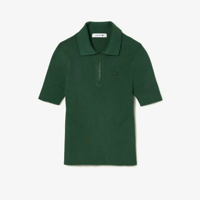 Sweaters and Sweatshirts Women Lacoste Womens ZipUp Knit Polo Dark Green Smi