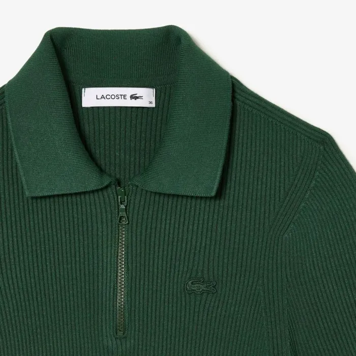 Sweaters and Sweatshirts Women Lacoste Womens ZipUp Knit Polo Dark Green Smi