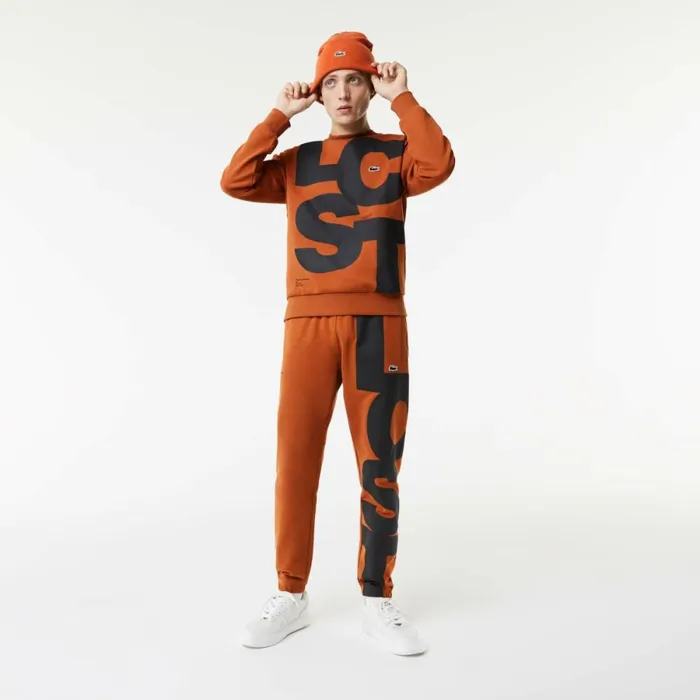 Sweatpants and Trousers Men Lacoste Men039s Contrast Lettering Cotton Sweatpants Brown 3pb